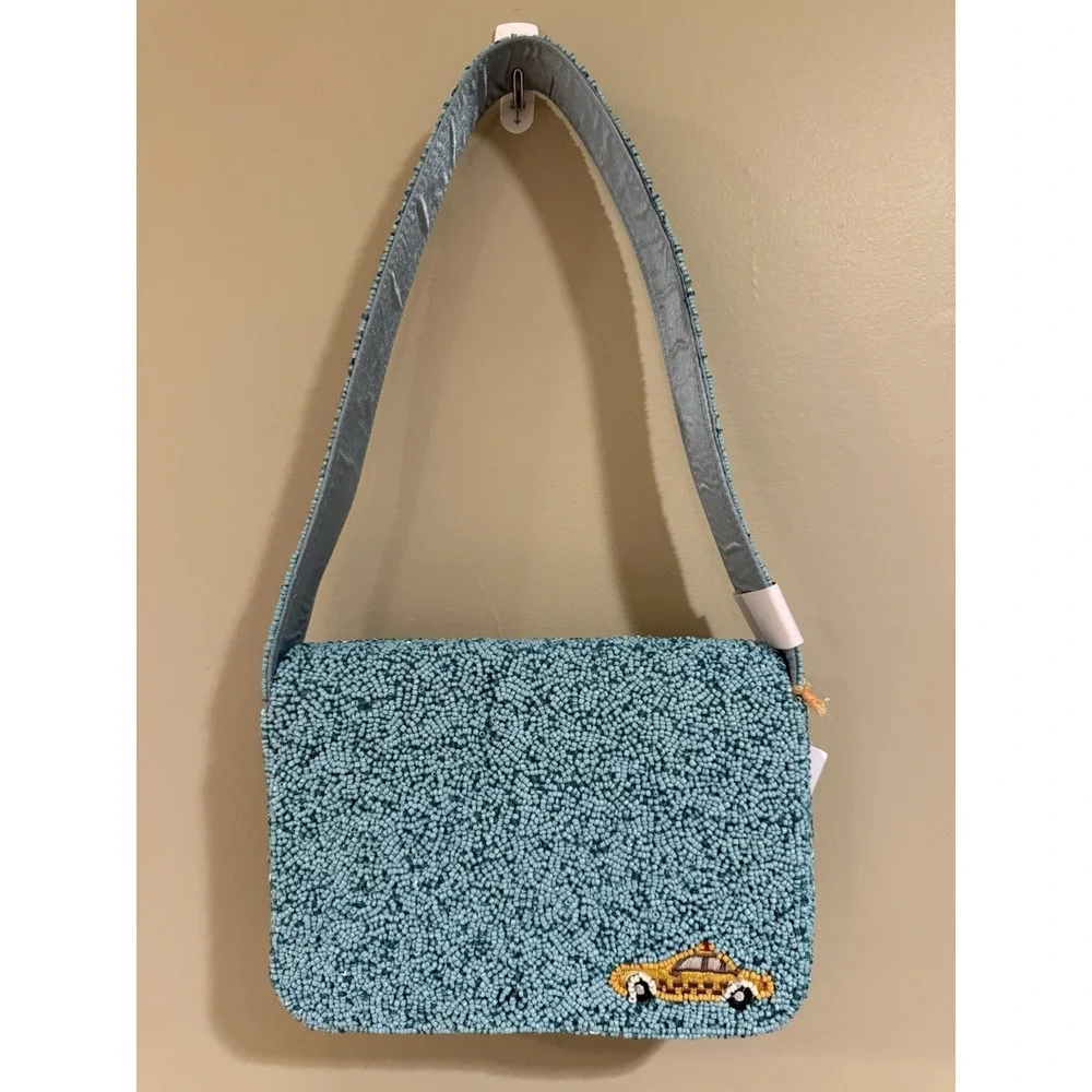 NWT New York City Beaded Shoulder Bag Flap Handbag NYC Skyline Statue of Liberty